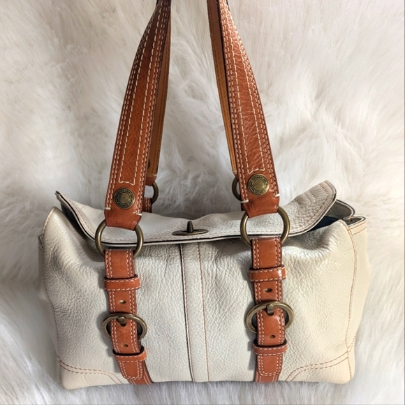 Vintage Y2K Coach Chelsea Pebbled Leather Neutral Satchel Shoulder Bag 10953 - Picture 13 of 13